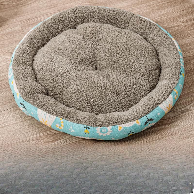 

Гнездо для домашних животных из овечьей шерсти, простой стиль, плюшевый холст, всесезонное универсальное гнездо для домашних животных и кошек, принадлежности M 45*10cm