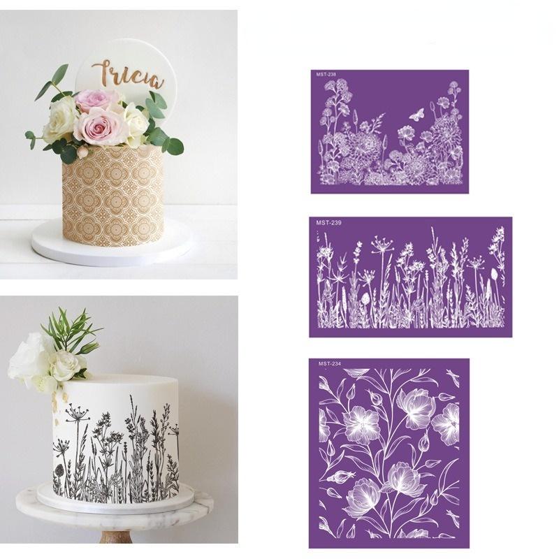 Cheap Cake Stencil Flower Leaf Shape Pattern Cake Decorating Plastic
