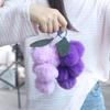 2Pcs Soft Plush Furry Grape Key Chain Charm Decor Pompoms Keyring Fruit Keychain Pendant  Purse