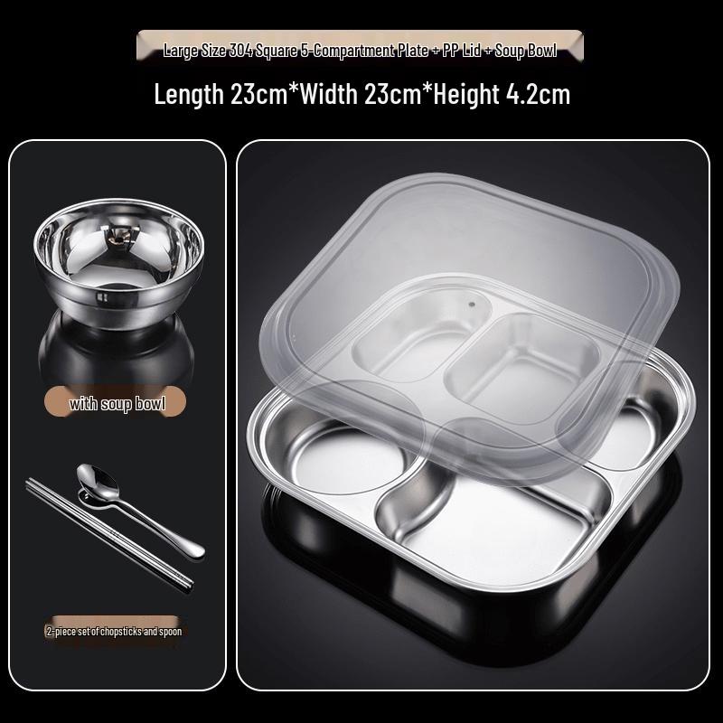 Набор из 316 нержавеющей стали, разделенная тарелка для обеда с крышкой