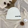 Letter solid color wool hat men's and women's autumn and winter street fashionable cold hat warm knitted hat showing face small headhat