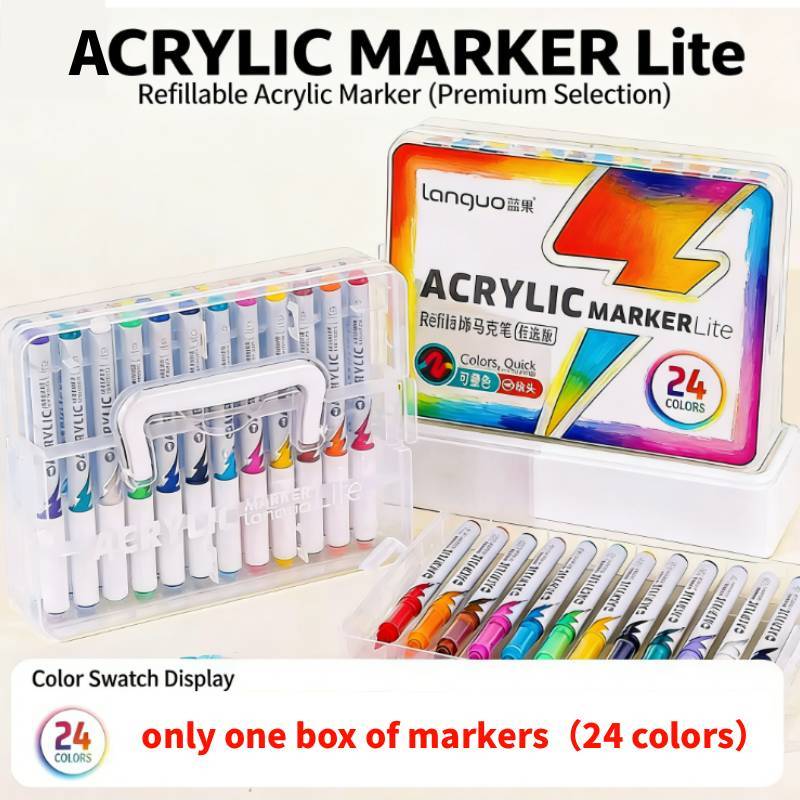 Набор акриловых маркеров с цветами для детского творчества и рисования Подарочная коробка 24 Colors