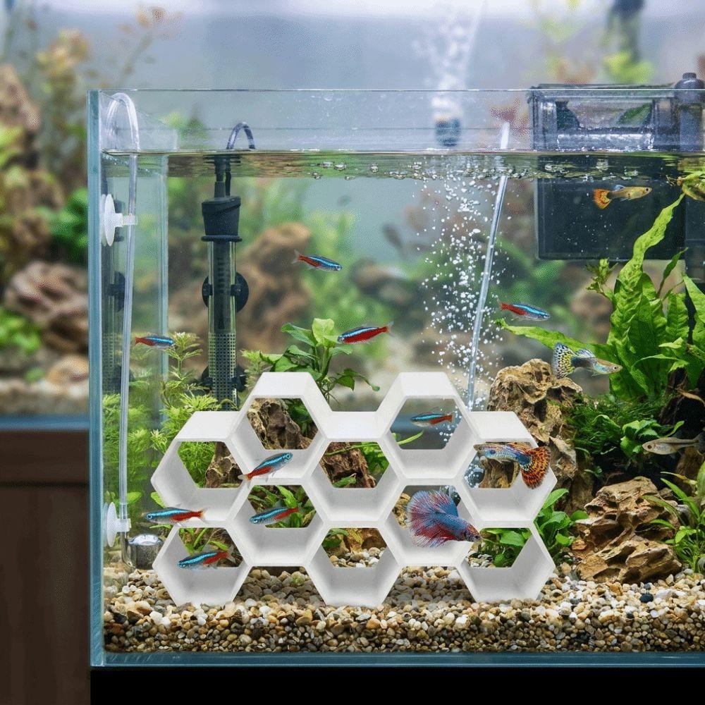 Hollow Out Aquarium Cave Shelter 3D Printed Honeycomb Layers Fish Shrimp Hideout Plastic Shrimp Shelter Decorations