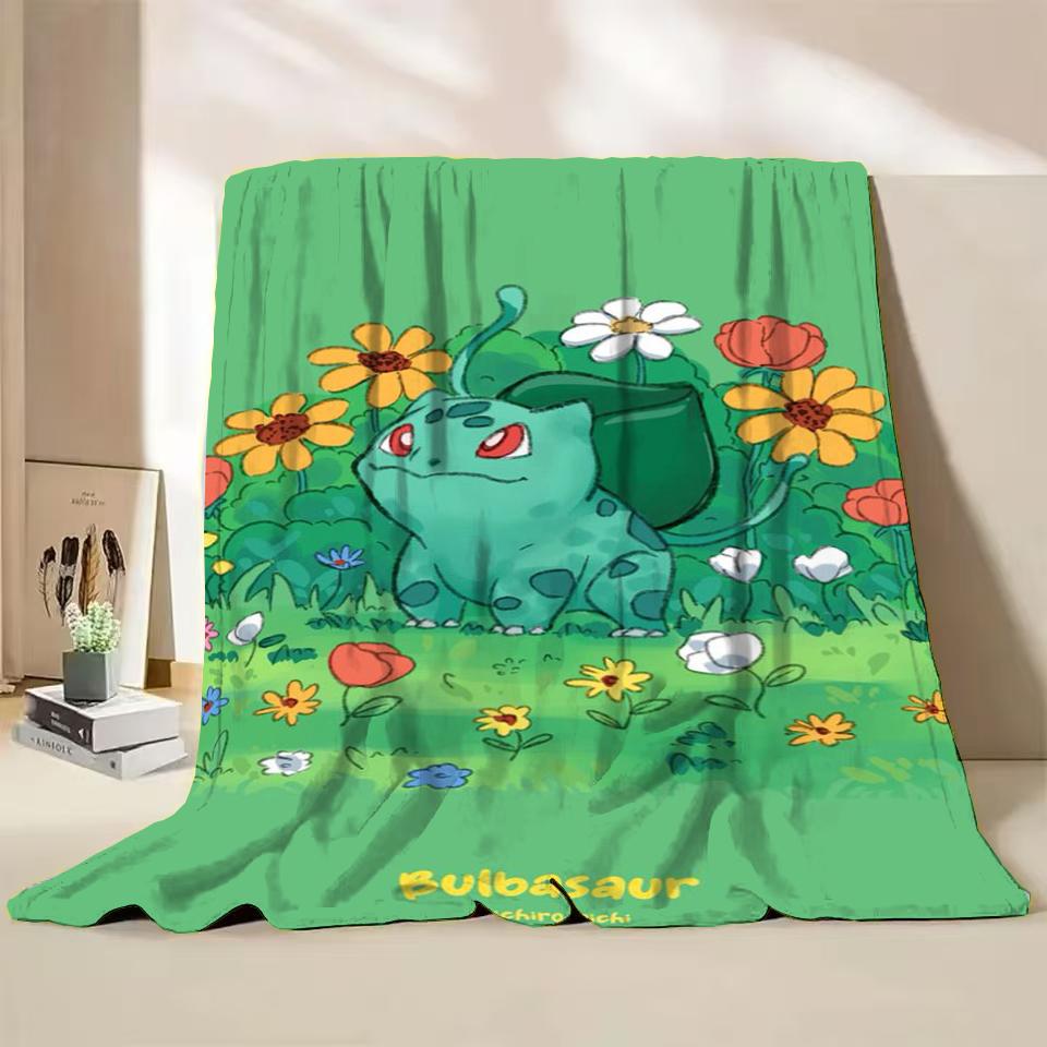 Pokemon Bulbasaur Flannel Throw Blanket for Bed Sofa Home Bedroom Office Travel Children's Cover Blankets Kids Winter Warm Gifts