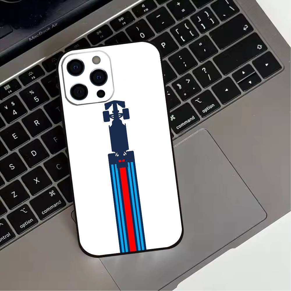 Custodia per Telefono Martini R-Racing S-Stripe Per iPhone 17,16,15,14,13,12,11 Plus,Pro Max,XS,Cover Nera in Silicone Morbido