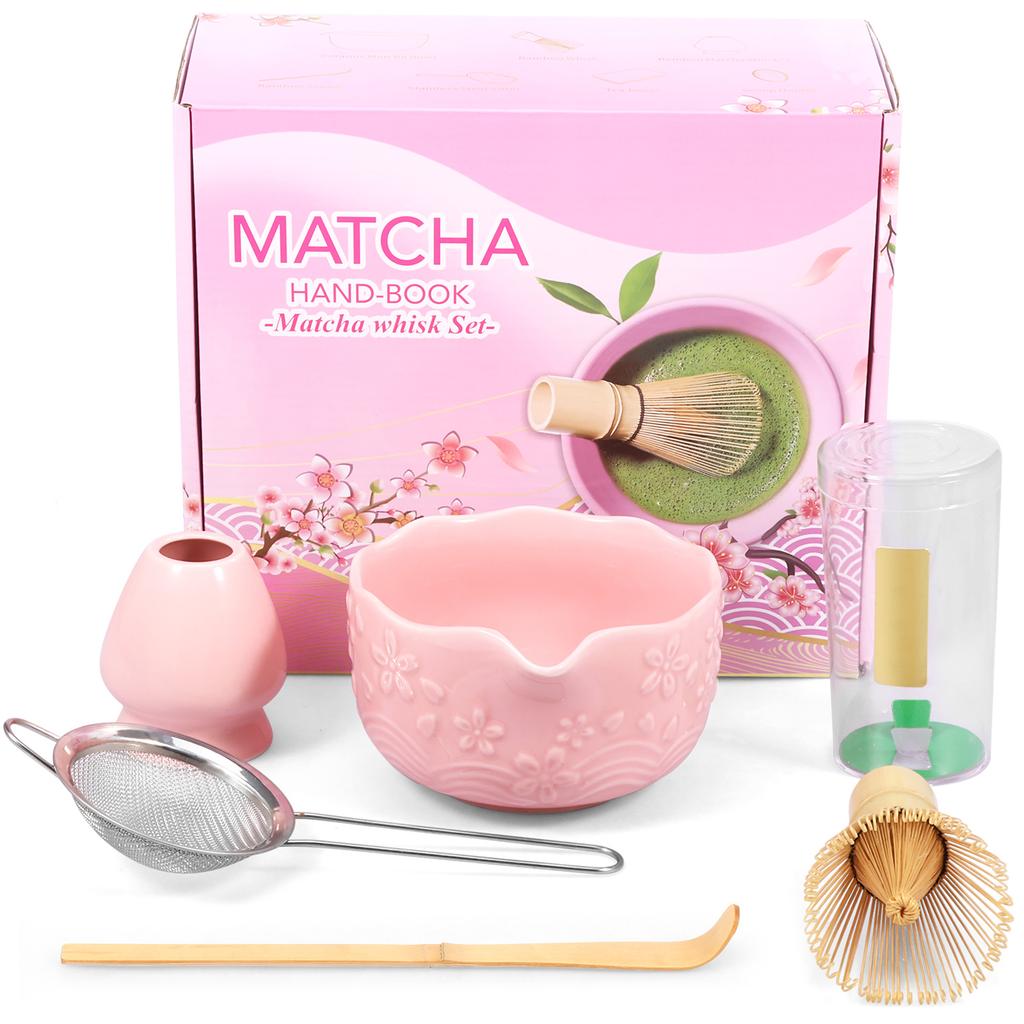 5 Pcs Matcha Making Kit Ceramic Japanese Matcha Bowl Whisk Set Easy to Clean Anti-Rust Matcha Set for Tea Lovers Tea Accessories
