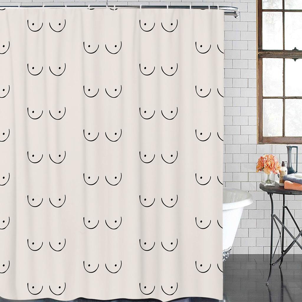 Rideau de douche Sexy Boobs Sein Féminin Féministe Motif Sein Sans Couture Rideaux de Salle de Bain Polyester Écran de Salle de Bain Avec Crochets