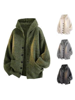 Men’s American Retro Hooded Cardigan - Autumn/Winter Loose Fit Knitwear, Relaxed Style, Perfect for Couples