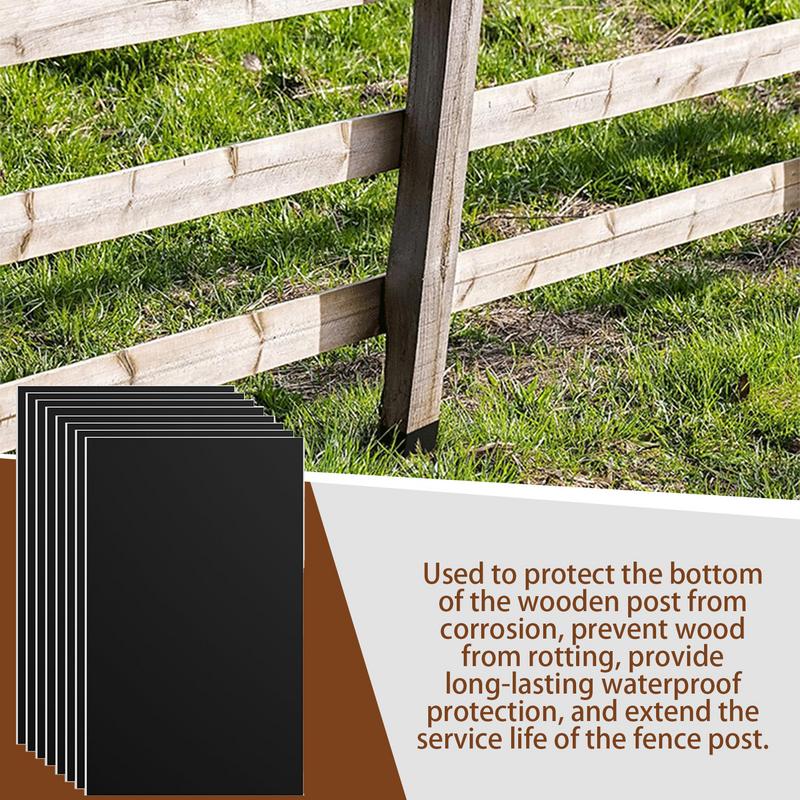 Fence Post Protector Waterproof Wood Pole Wrap 42.5x26.5cm/16.73x10.43 Inch Self-adhesive Protection Cover Outdoor Protective