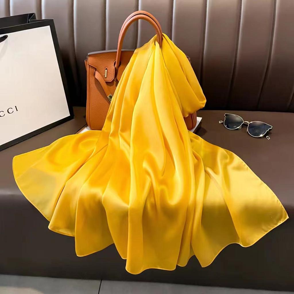 New solid colour anti-silk scarf spring and autumn sunscreen beach towel female silk scarf outside the air conditioning shawl