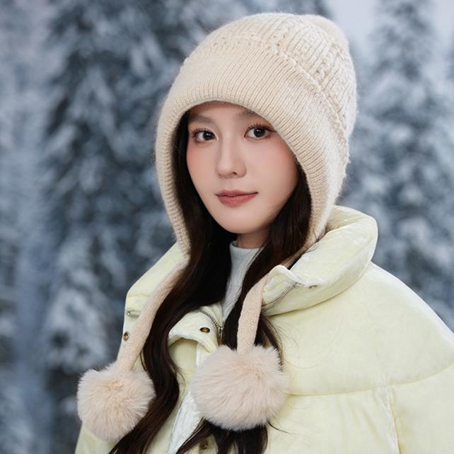 Herbst- und Wintermützen, Damen-Glatzenmützen, Warme Strickwollmützen