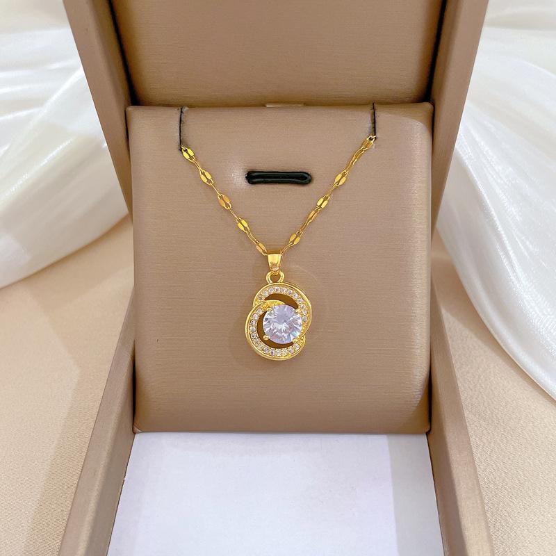 Light Luxury Full Diamond Micro-Inlaid Design Temperament Smart Shining Necklace Women, Simple Pendant