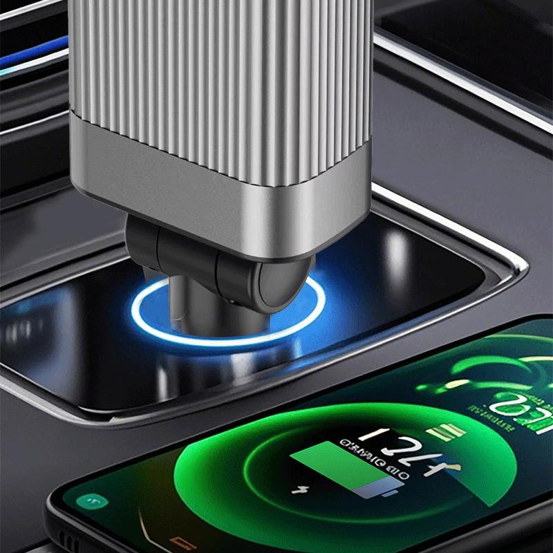 12-24V Car Bluetooth 5.3 FM Transmitter USB PD Dual Type C Fast Charge Car Charger Adapter Handsfree Call with Ambient Light