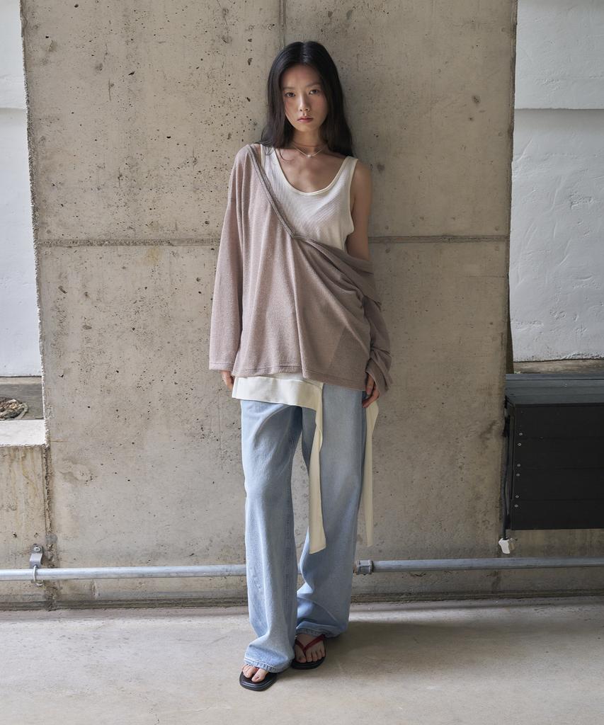 Mosyupamosyu Deep V-Neck Long Sleeve [Mocha]