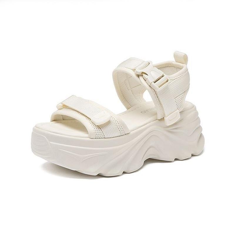 

Празднуйте Женские Платформенные Спортивные Сандалии Новые Летние Женские Сандалии на Платформе с Пряжкой и Клиновидном Каблуке Туфли для Женщин Толстая Подошва Однотонные Сандалии 35 бежевый