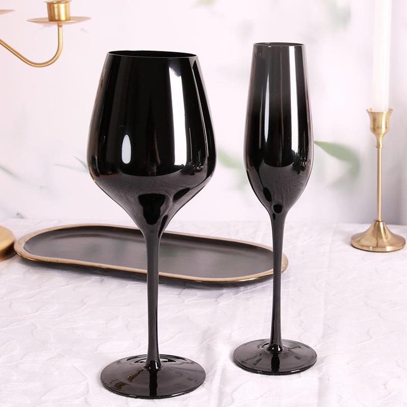 2Pcs Glass Household, Multi-purpose Black Crystal Glass, Tall Red Wine Glass, Champagne Glass, Glass Wine Glass