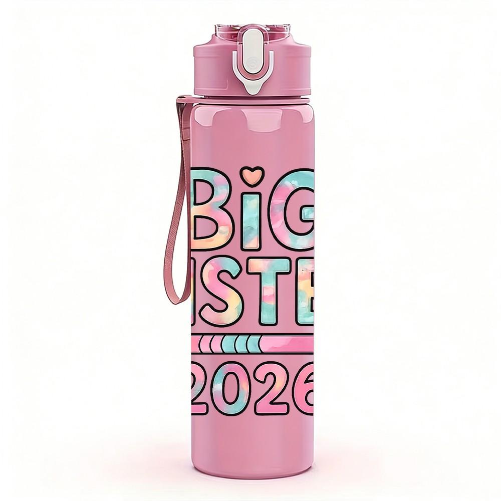 1PC Big Sister Promoted 2026 Text 750ml Color Plastic Sports Water Bottle Leakproof Flip Straw Lid Suitable for Sports Office Home Use