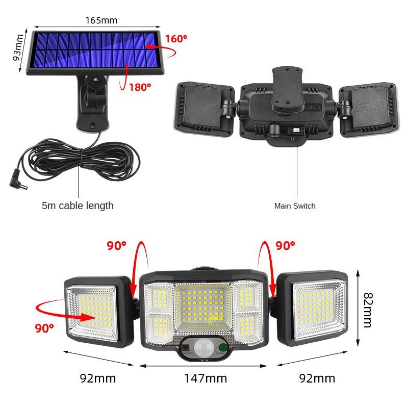 Neue Solar-Wandlampe mit Induktionsfunktion für den menschlichen Körper, Gartenlampe im Freien, wasserdicht, LED, drehbare Beleuchtung, Straßenlaterne