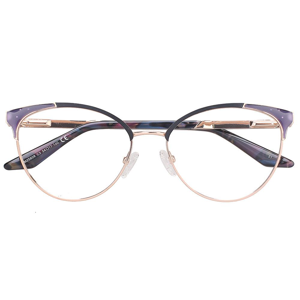 Retro Cat-Shaped Myopia Glasses Frame Female Personality Myopia Metal High-End Glasses Frame
