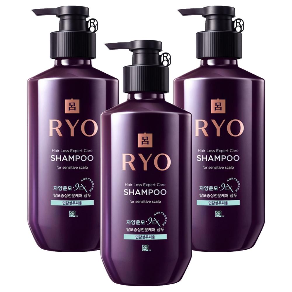 Ryeo Jayang Yunmo 9EX Shampoo for Sensitive Scalp, Specialized Care for Hair Loss Symptoms, 400ml, 3 Pcs