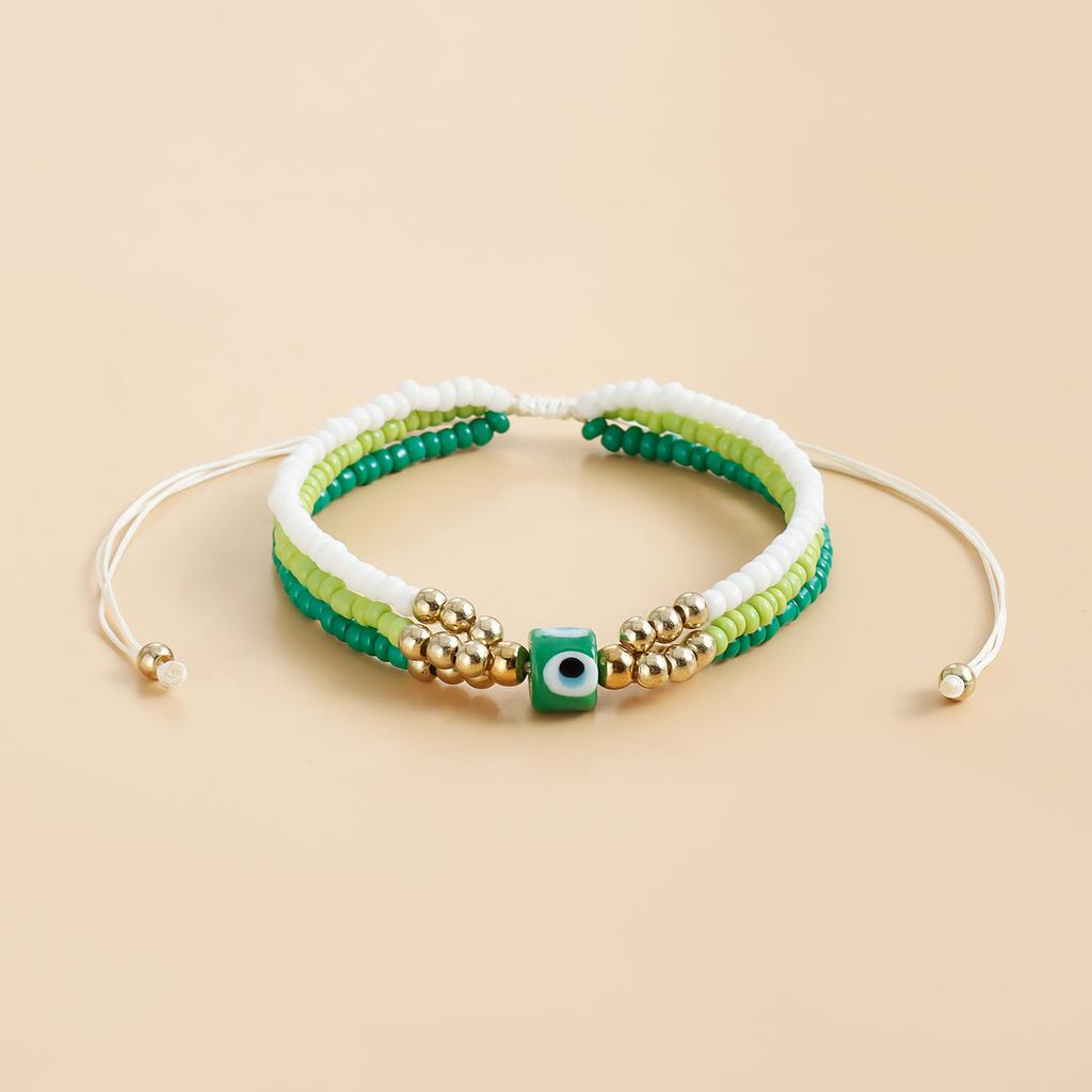 Colored Rice Bead Beaded Woven Bracelet, Temperament Personality Eye Devil's Eye Hand Rope