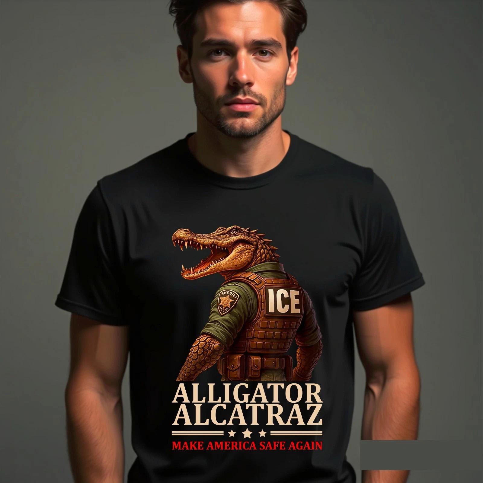 

Alligator Alcatraz Natures Own Border Patrol Funny Animals Adults Men s T-Shirt 4XL