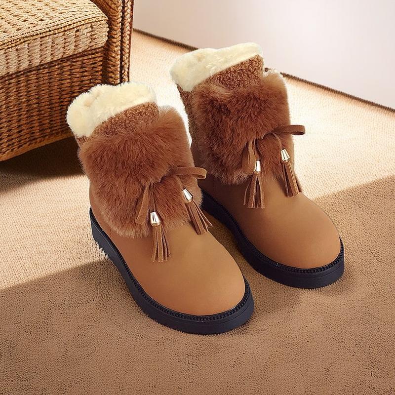 Winter Waterproof Ladies Shoes Round Toe Chunky Plush Warm Women's Snow Boots Goth Comfortable and Elegant Booties on Promotion