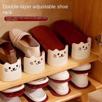 Nuevo Zapatero Ajustable Doble Capa Color Sólido Organizador de Zapatos Ahorro de Espacio Duradero Ranura de Soporte para Calzado Organización de Armario