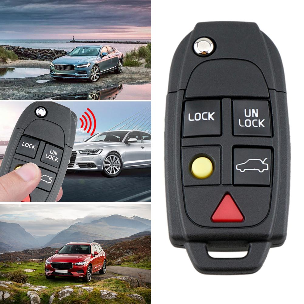 5 Buttons Flip Folding Key Fob Case Protector Car Remote Key Cover Holder Black for Volvo S60 S80 V70 XC70 XC90
