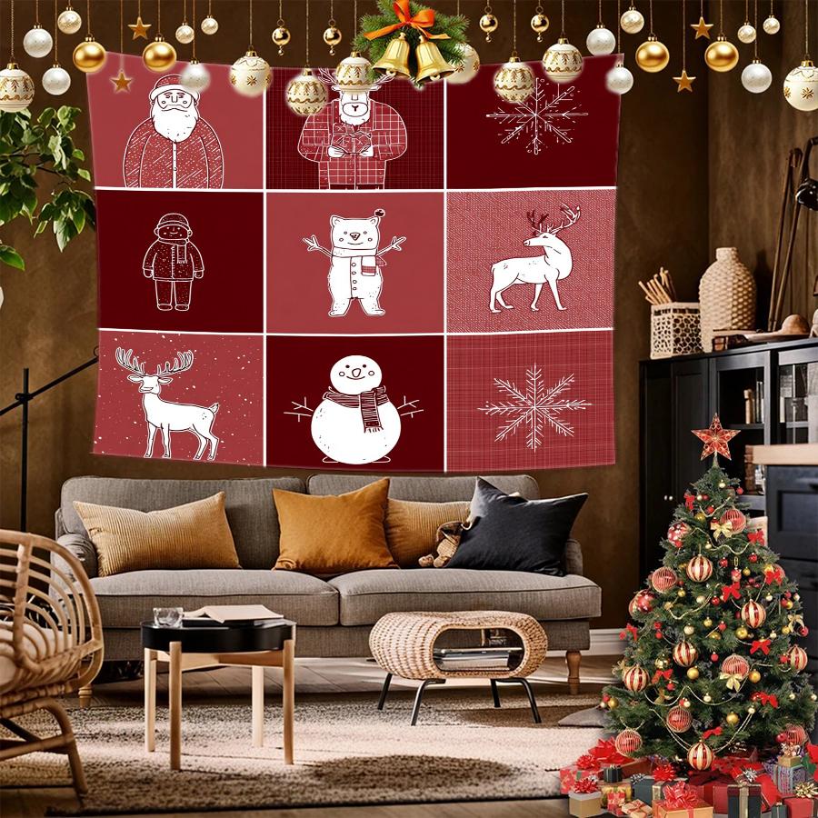 

Рождественский узор Гобелен Фон Ткань Подвесная ткань Спальня Прикроватная декоративная настенная ткань Арендное общежитие Гобелен 90x75cm