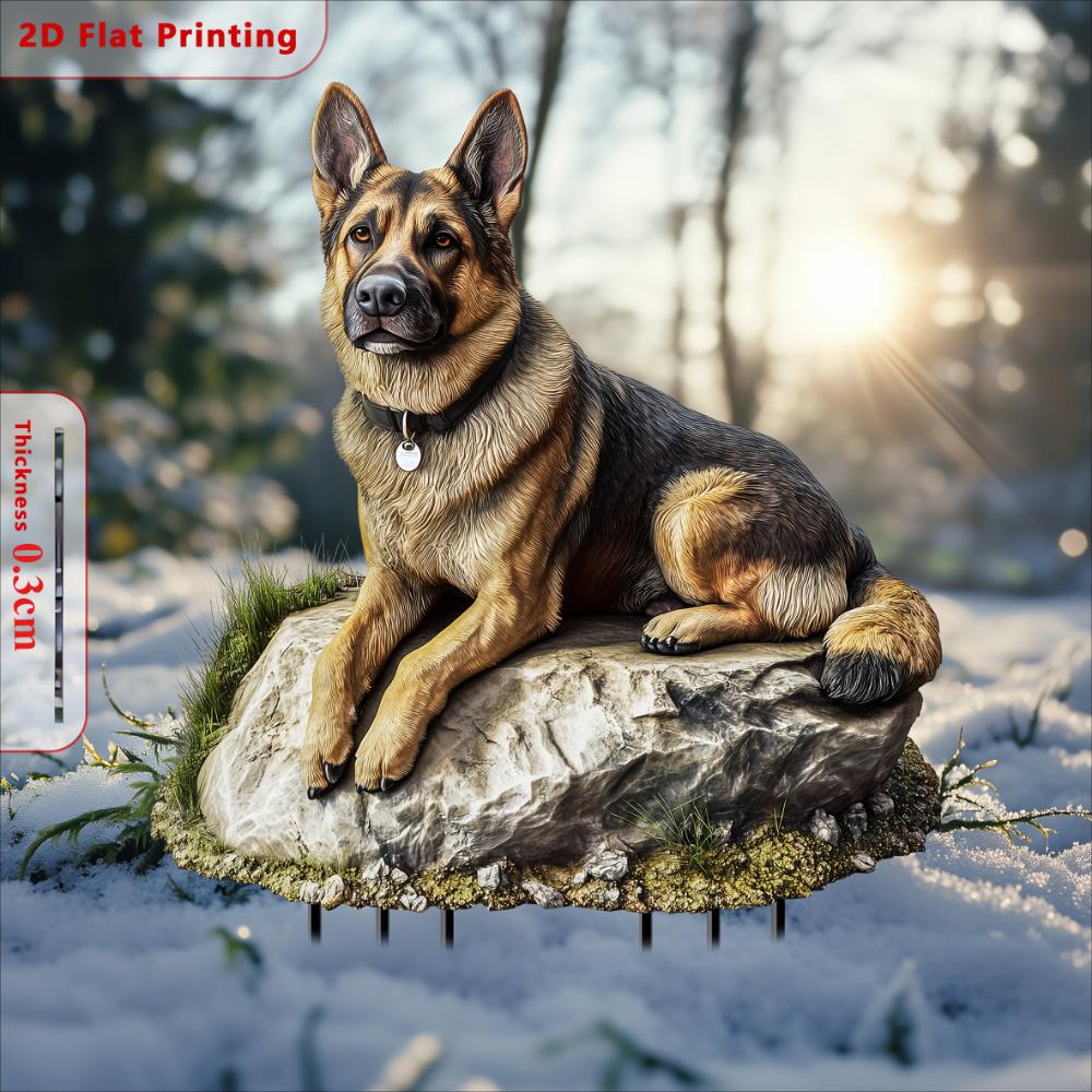 Câine ciobănesc acrilic, 2D plat, decorațiune de grădină, potrivit pentru ghivece de flori, sufragerie, petrecere, cadouri, ornamente