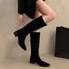Fashion Autumn Winter Pleated Woman Knee-High Boots Fashion Pointed Toe Long Booties Street Style Square Heels Shoes