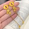 Xiaohongshu-Inspired Luxurious Gold Silk Flower Tassel Earrings for Women