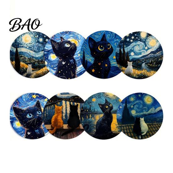 Unique Cat Themed Gifts Wooden Coasters, Decorative Heat Resistant Table Mats, Non-slip Cup Retro Pattern Coasters Insulation for Hot Drinks And Desk