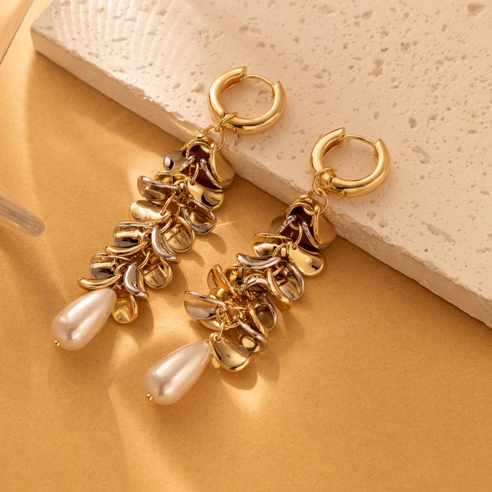 Alloy Trendy Gold Long Earrings With Irregular Design For Women Street Look