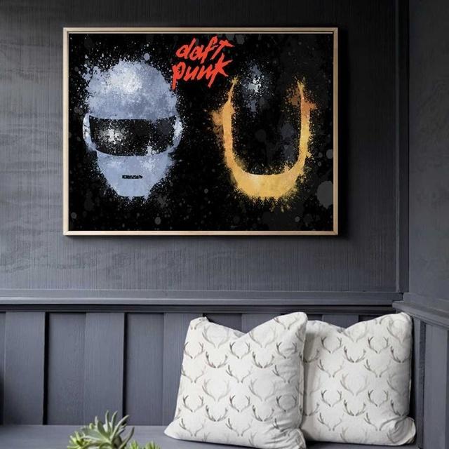 Daft Punk hjälmmask Musikaffisch och tryck Canvaskonstmålning Väggbilder för vardagsrumsdekoration Heminredning Ingen inramad