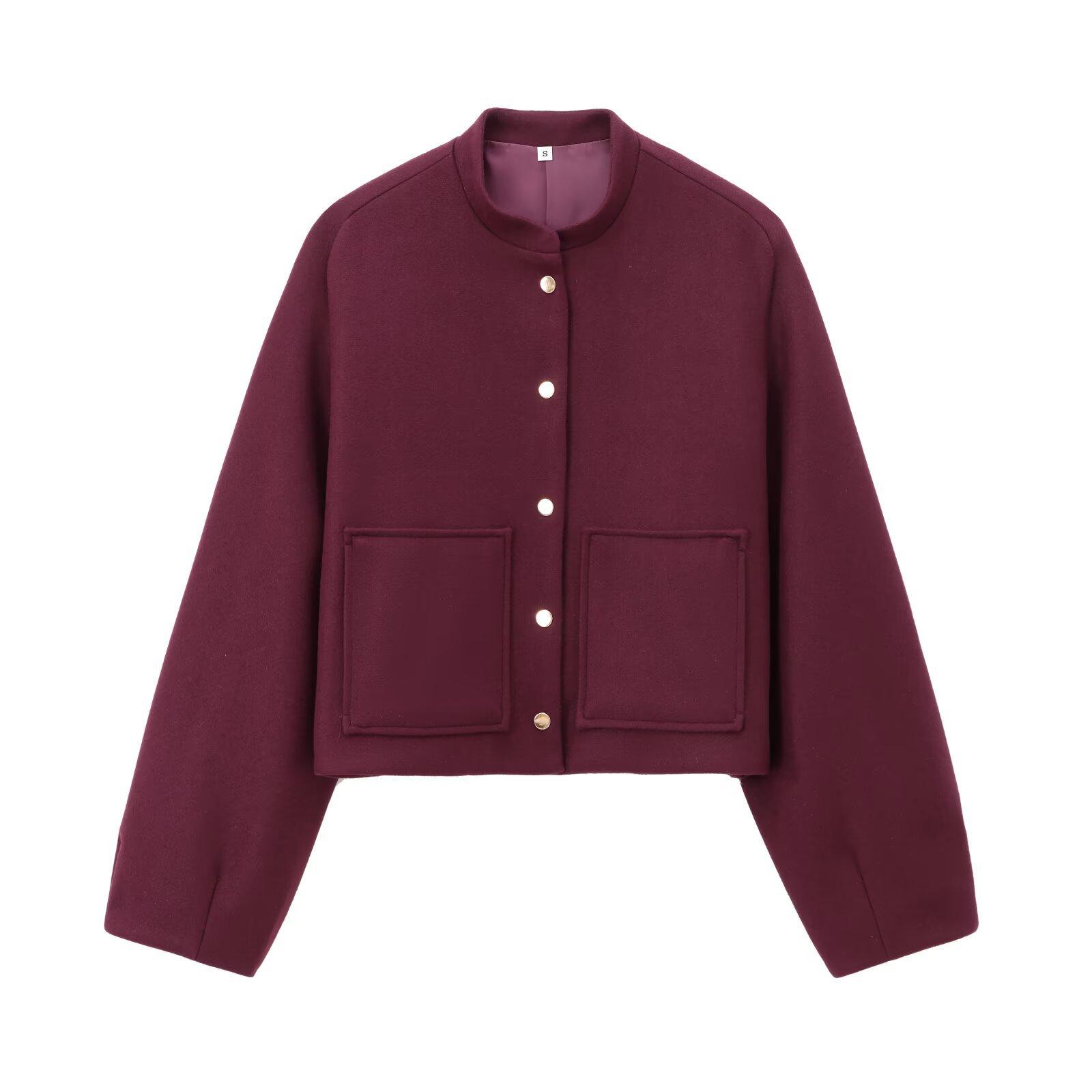 

Женская модная куртка на пуговицах однотонного цвета с длинным рукавом S красный