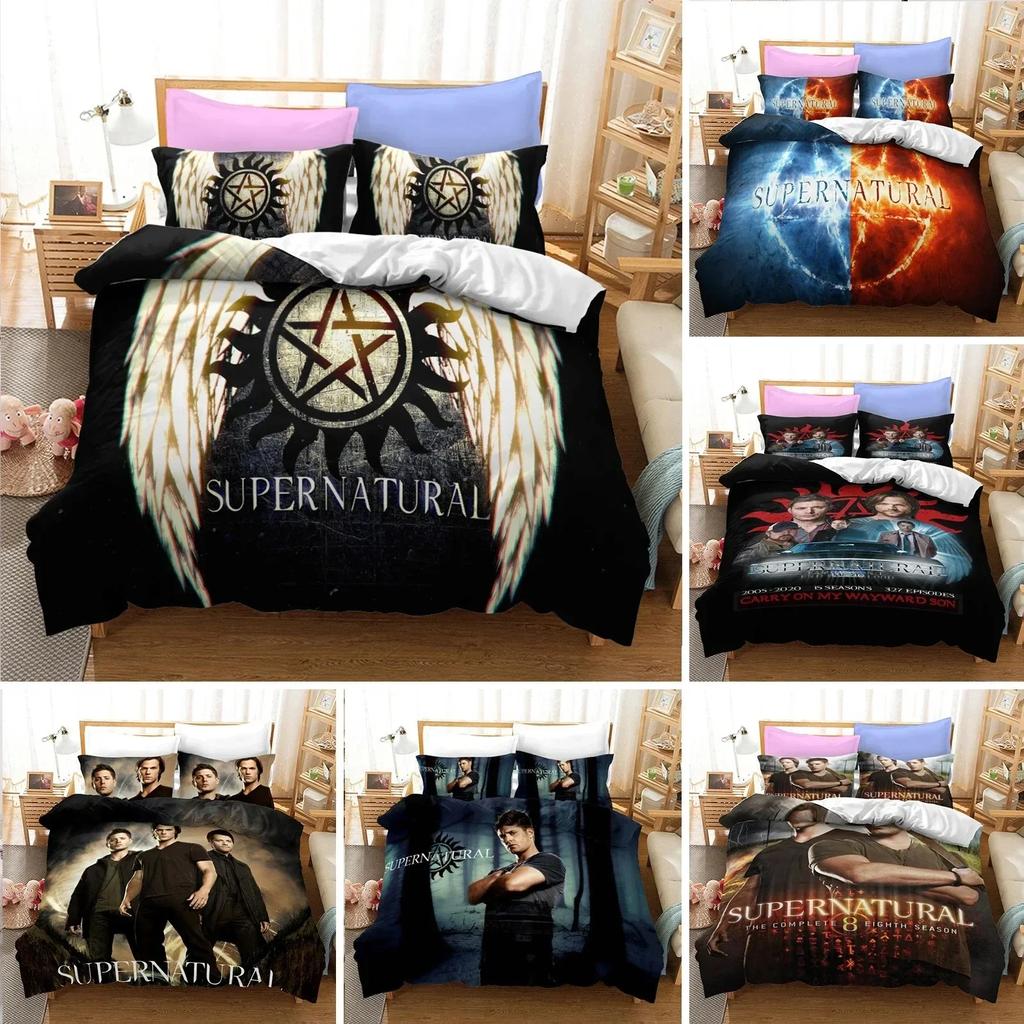 Popular Tv Show Supernatural 3D Print Luxury Bedding Set Printed Duvet Cover Pillowcase Single Double Queen Super King Size Sets
