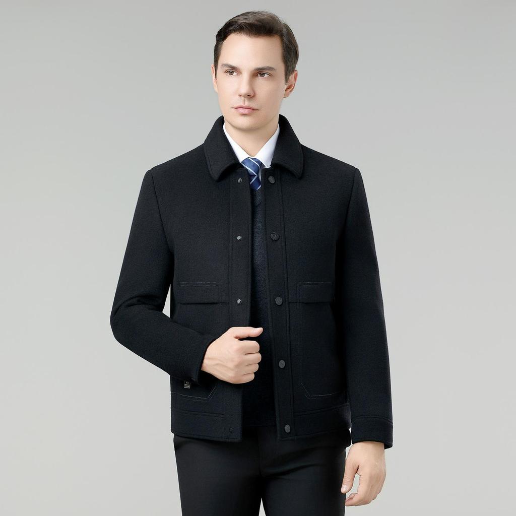 Men's 2025 Thickened Wool Business Casual Jacket with Detachable Down Liner
