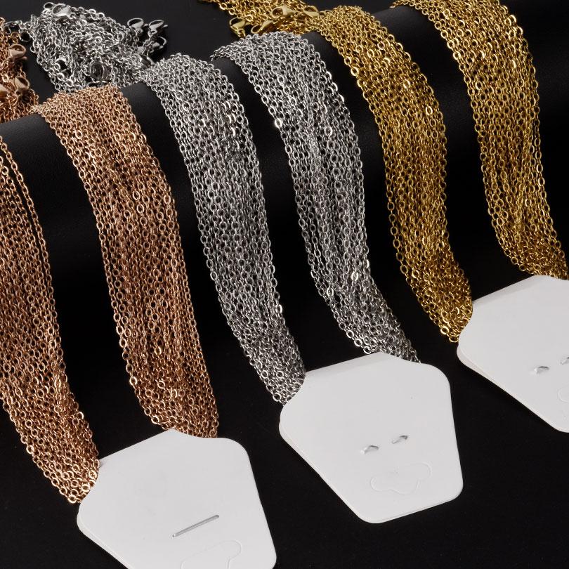 50/60cm Wholesale Stainless Steel Rolo Link Chain Necklaces For Women Men Accessories 10/20/30pcs/Lot Metal Necklace DIY Jewelry