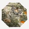 1PC Tiger Flowers Umbrella-8-Rib Reinforced Portable Folding Travel Suitable for All Seasons Outdoor Daily , Fun Design-Z0448