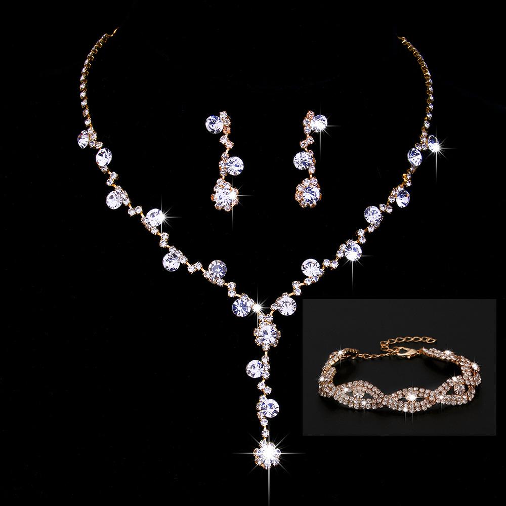 Brand New Sparkling Diamond Women's Jewelry Set: Necklace, Earrings & Bracelet