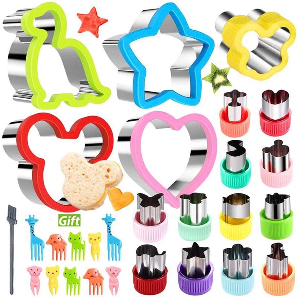 Axroad Mall 28-Piece Cookie Cutter Set, Animal & Object Shapes, Safe Non-Toxic Stainless Steel/Plastic, 3.7cm Deep, 21x21x4cm, Multicolor