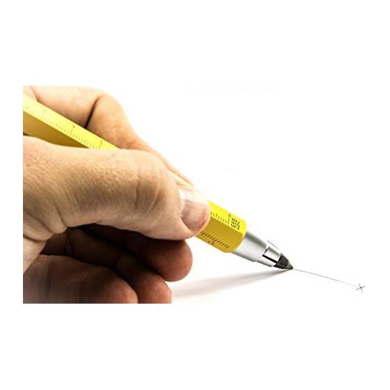 TROIKA 5.6mm Drop Lead Holder Clutch Pencil Zimmermann Carpenter's Pencil 5.6mm HB Lead Centimeter/Inch Ruler Integrated Sharpener Yellow