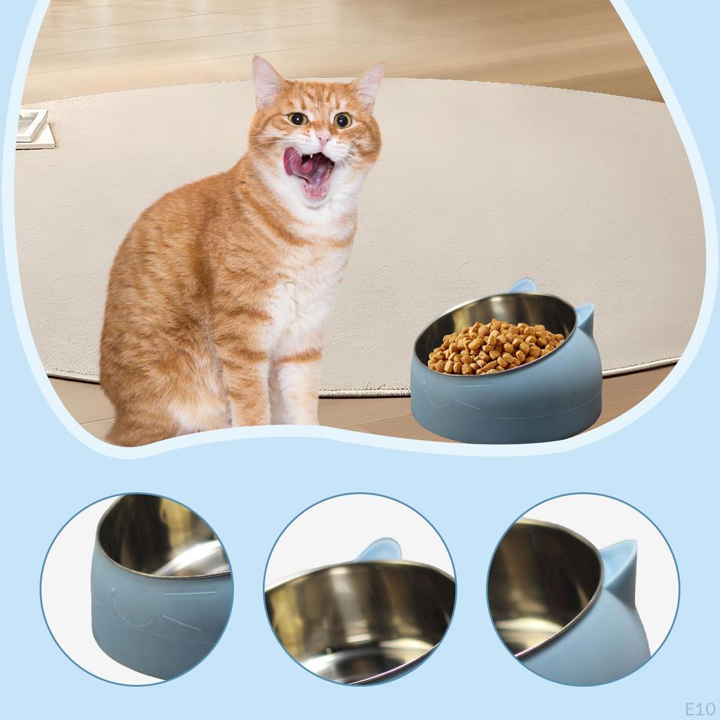 Raised Cat Bowl Anti Slip for Food Water Sleek Gift Pet Lover Sturdy Multiuse Stainless