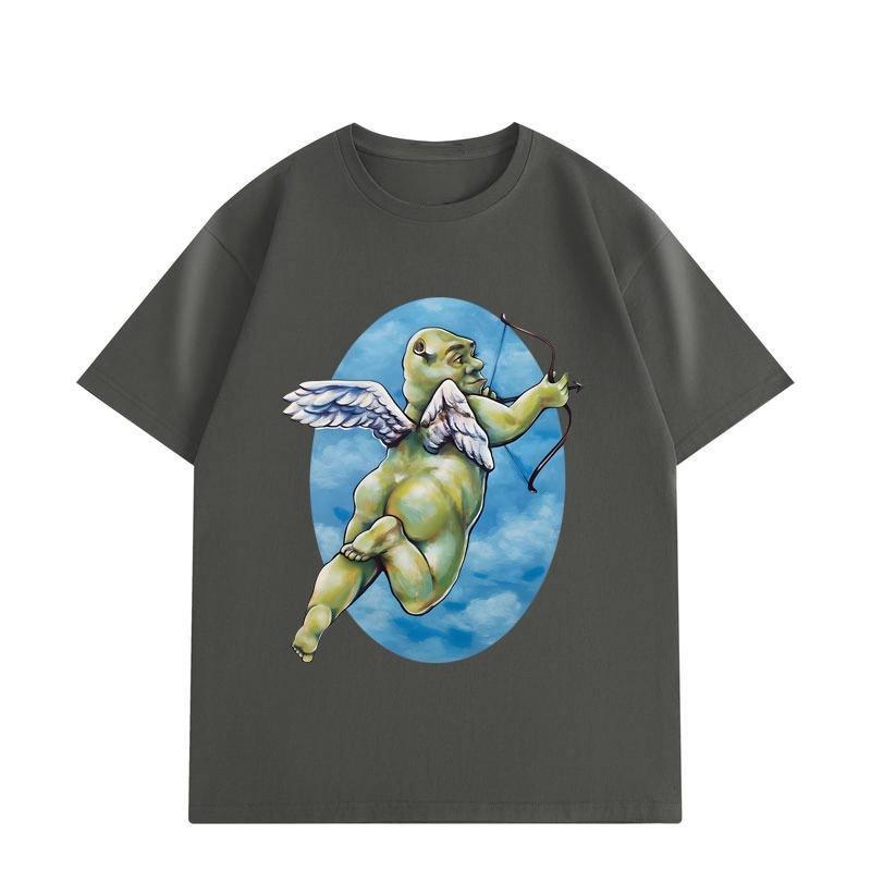 2026 Summer Unisexs Cupid Angel Printed Round Neck Tshirt High Quality Casual 100 Cotton Neutral Couple Street Short Sleeve