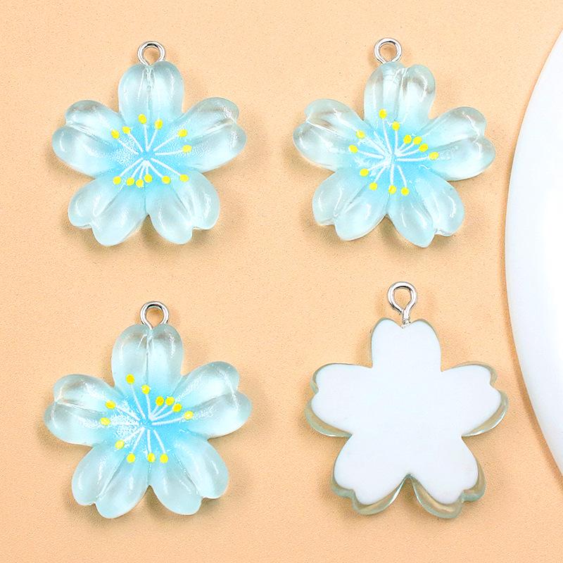 DIY Resin Plant Charm: Transparent Lotus & Cherry Blossom Five-Petal Flower Pendants