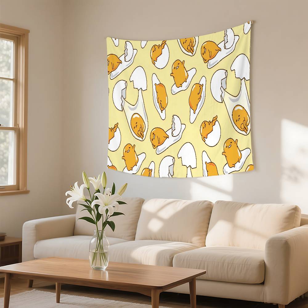 GGudetama LLazy Egg Tapestry Wall Hanging Tapestry Art Deco Blanket Curtain Hanging At Home Bedroom Living Room Decor