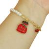 Holiday Outfit Decoration Christmas Beaded Charm Bracelet for Women, Faux Pearl Seasonal Fashion Wristband Beads Stackable Bracelet, Party