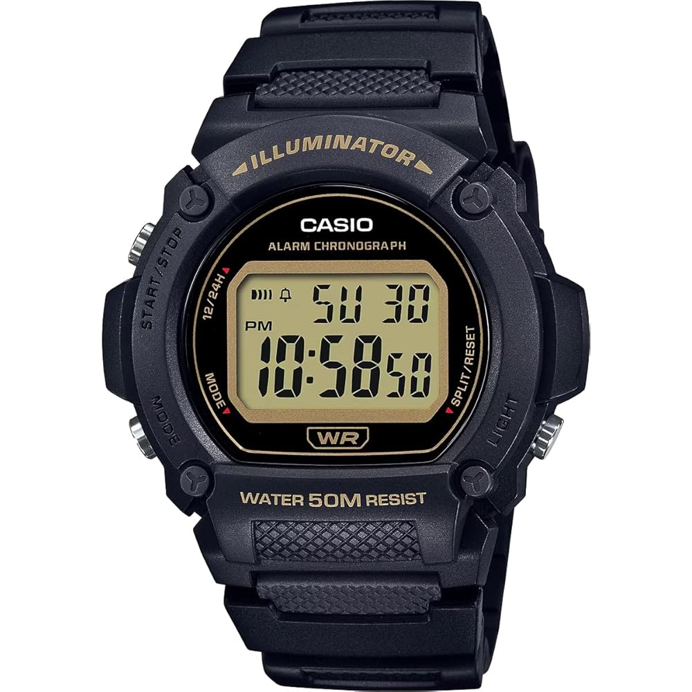Casio Standard Digital Watch W-219H-1A2V Men s Black Gold Genuine Box Imported Model